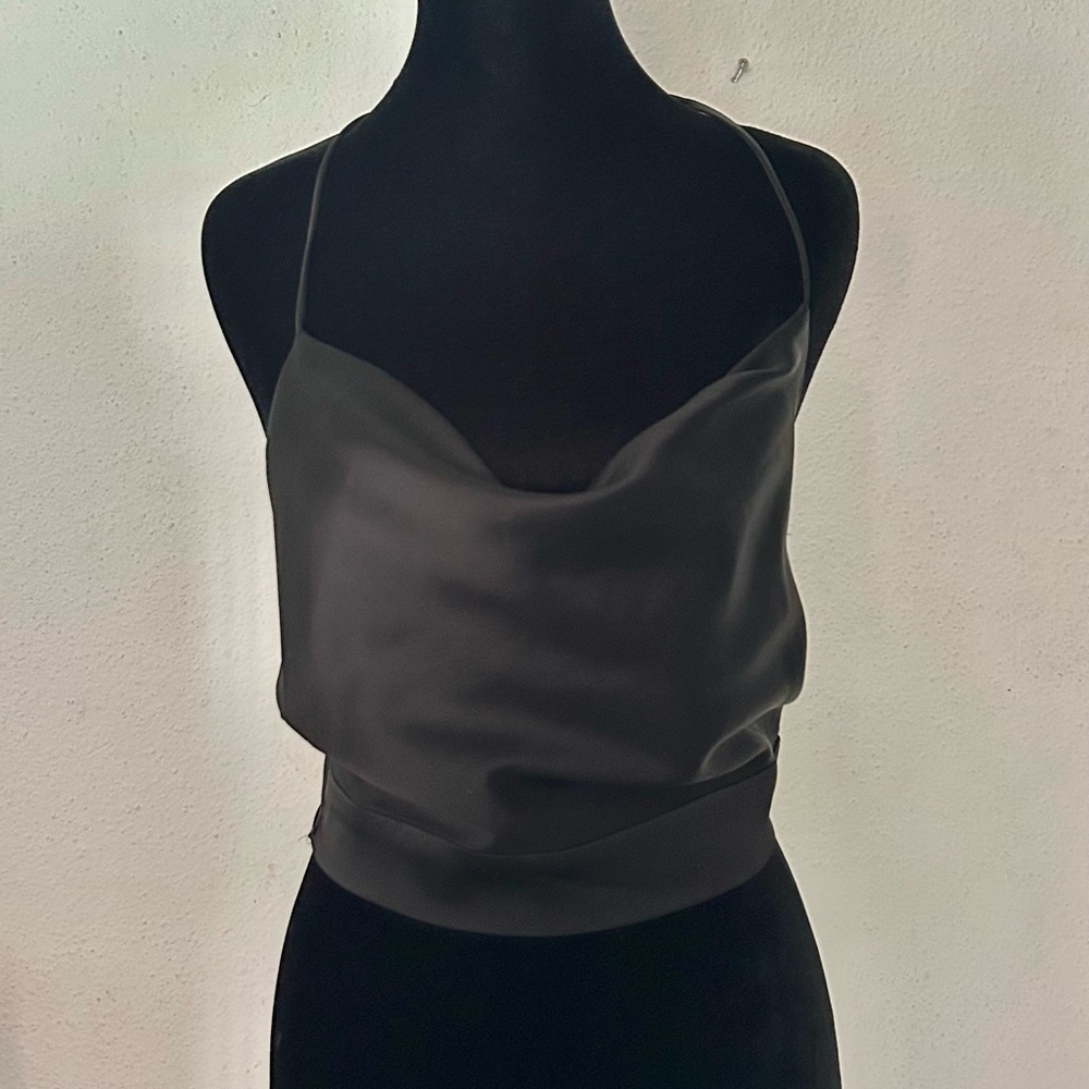 Princess Polly Black Satin Top